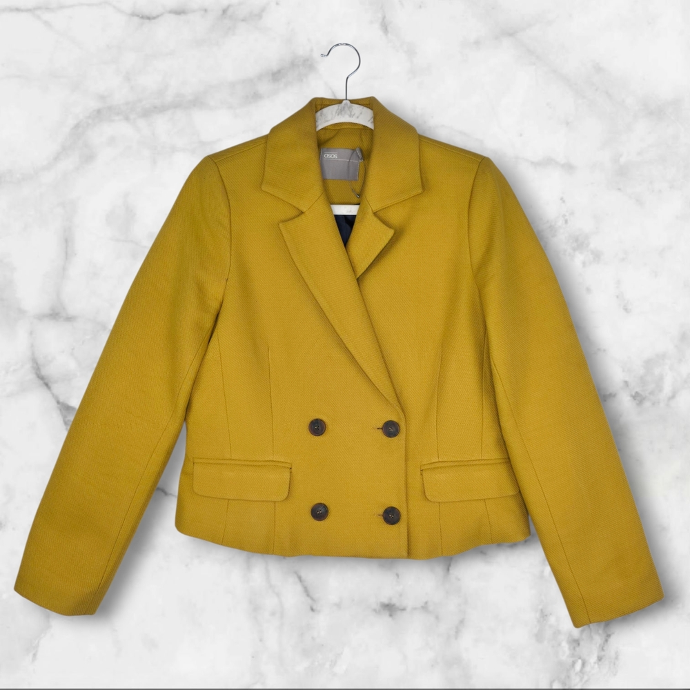 ASOS Double Breasted Blazer Mustard Women's Size 6 NWOT